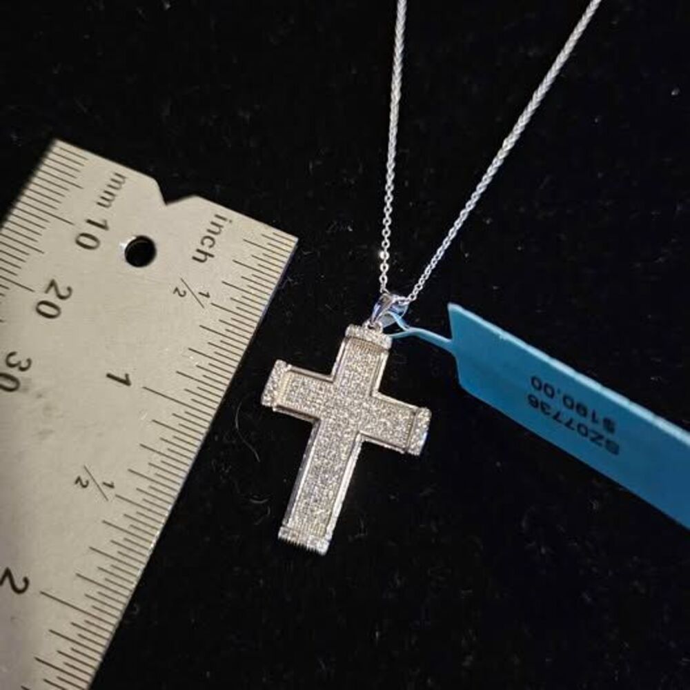 .52CTW Moissanite Cross in sterling silver on 18" chain